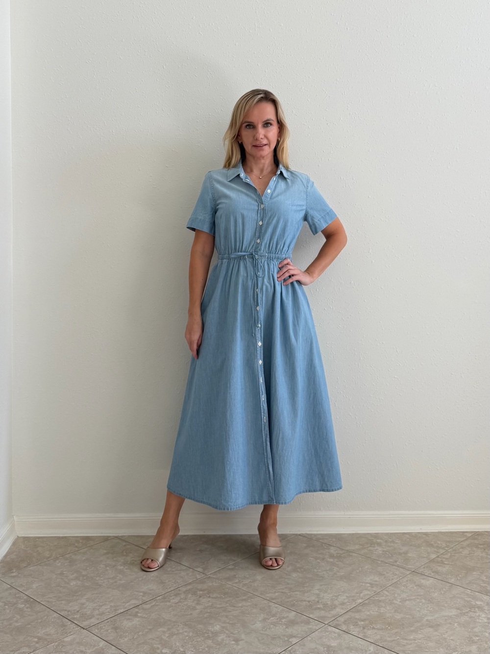 J.Crew Cerise Chambray Shirt Dress Weston Wash Size 4 NWT $178